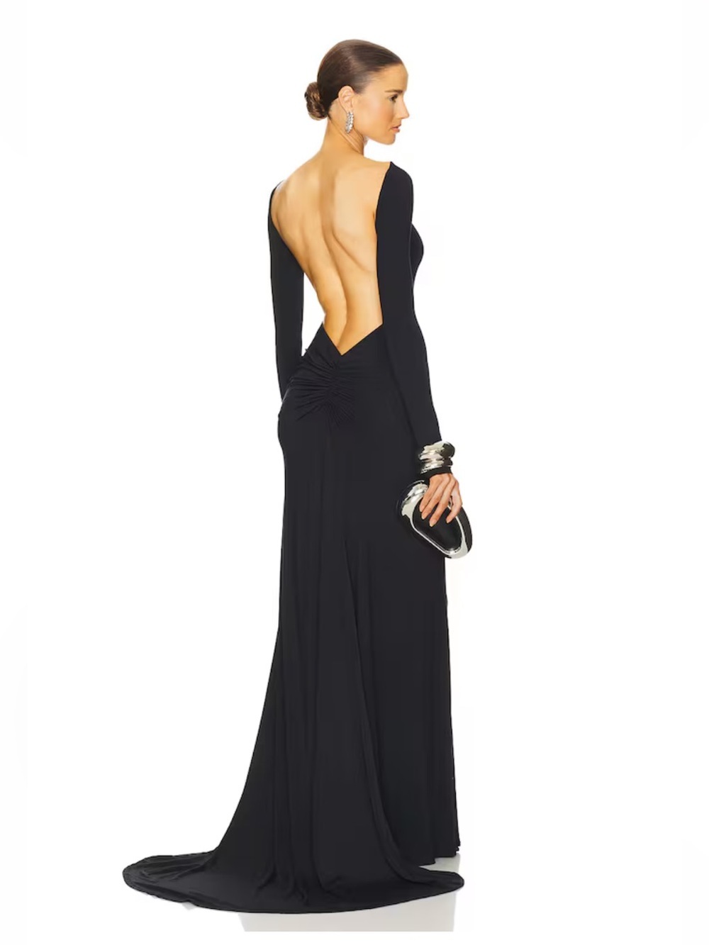 Helsa The Heidi Dress Black Long-Sleeve Maxi Evening gown with train Revolve XS